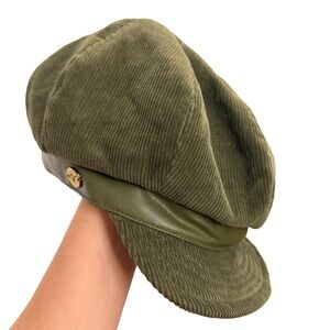 Olive Green Corduroy Newsboy Cap